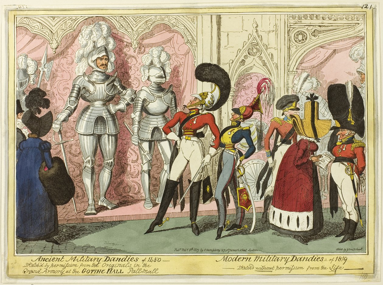 Muinaiset ja nykyaikaiset sotilashenkilöt vuonna 1450 tekijältä George Cruikshank