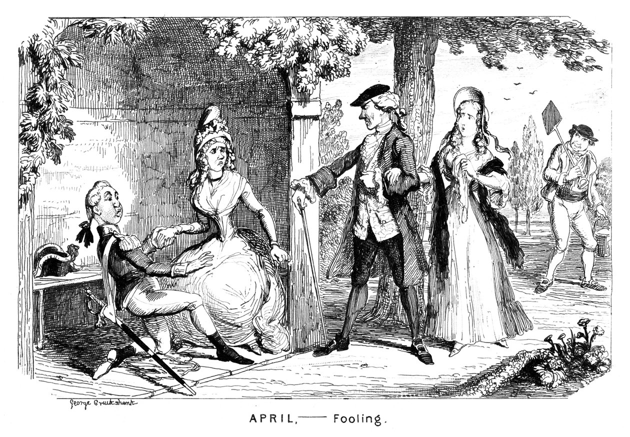 Huhtikuu - Huijaus, c1839. tekijältä George Cruikshank