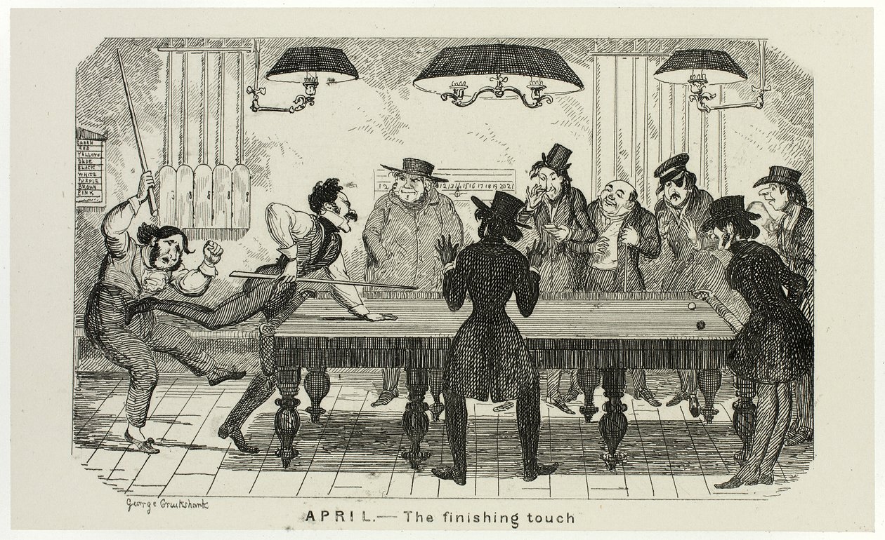 Huhtikuu - Viimeistely George Cruikshankin teräsveistoksista The Comic Almanacksiin: 1835-1853 tekijältä George Cruikshank