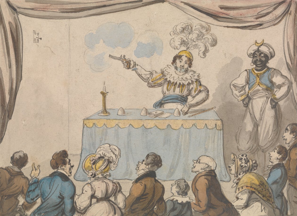 Taikuri pistoolilla ja korteilla tekijältä George Cruikshank