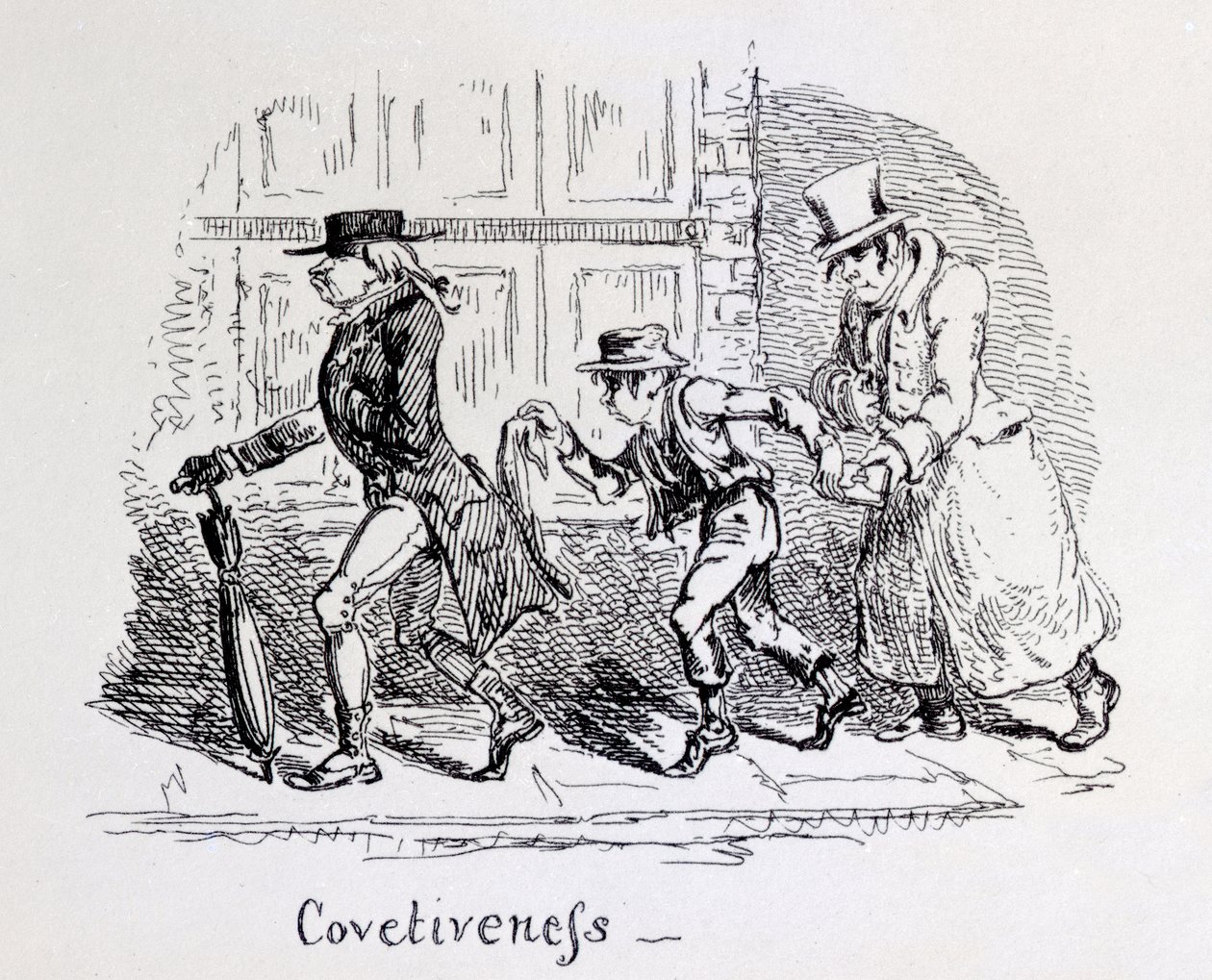 Ahneus frenologisista kuvituksista, 1826 tekijältä George Cruikshank