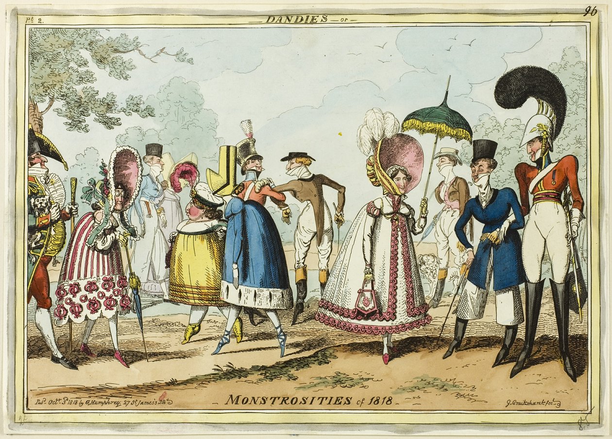 Dandies tai Monstrosities vuodelta 1818 tekijältä George Cruikshank