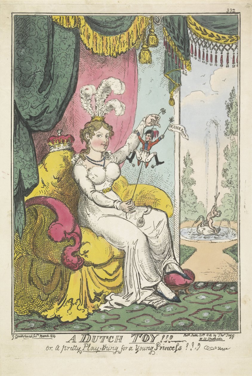 Oranssin prinssi prinsessa Charlotten leluna, 1814 Hollantilainen lelu!!! - tai nätti leikkijuttu Nuorelle Prinsessalle!!! (otsikko esineessä) tekijältä George Cruikshank