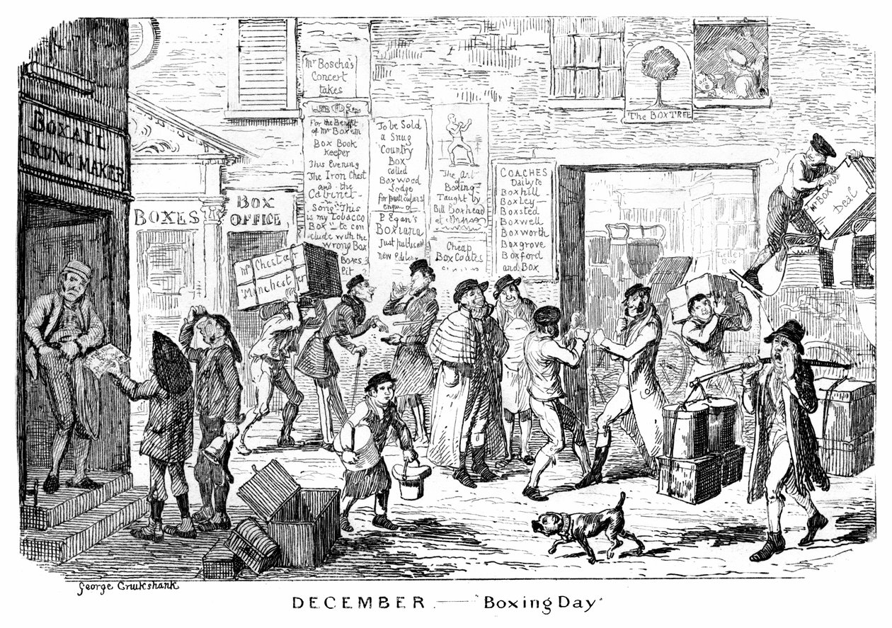 Joulukuu - Tapaninpäivä, 1800-luku. tekijältä George Cruikshank