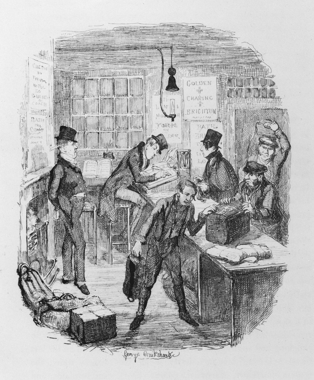 Early Coaches, n. 1836 (kaiverrus) tekijältä George Cruikshank