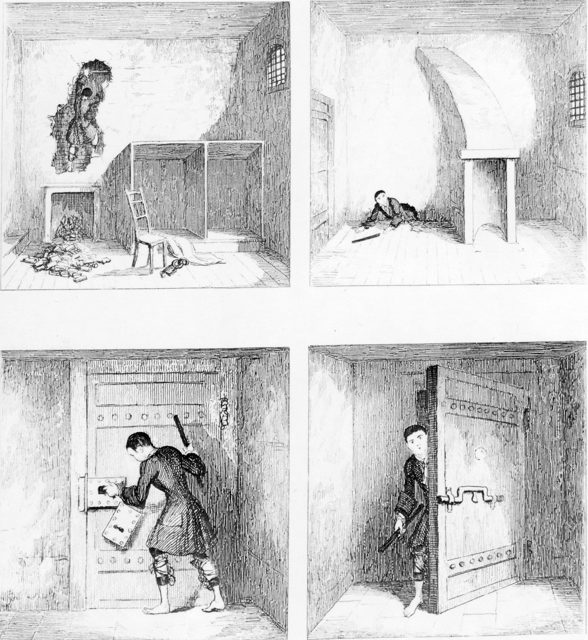 Escape nro 1, W. H. Ainsworthin "Jack Sheppard", julkaistu 1839 tekijältä George Cruikshank