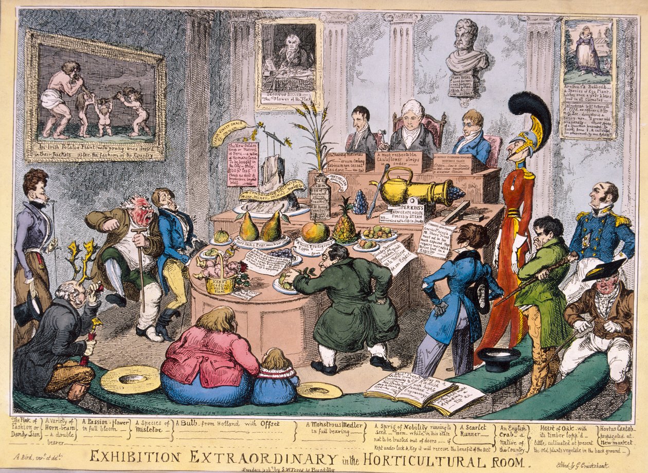 Näyttely Royal Horticultural Societyssa Lontoossa, 1826 tekijältä George Cruikshank