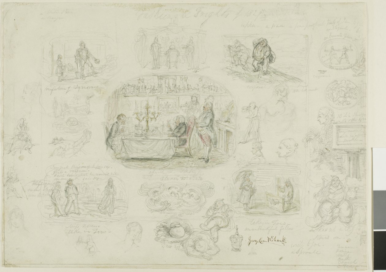 Muoti ja pelot 1829 (recto); Enkelit Ever Bright and Fair (käänteinen) tekijältä George Cruikshank
