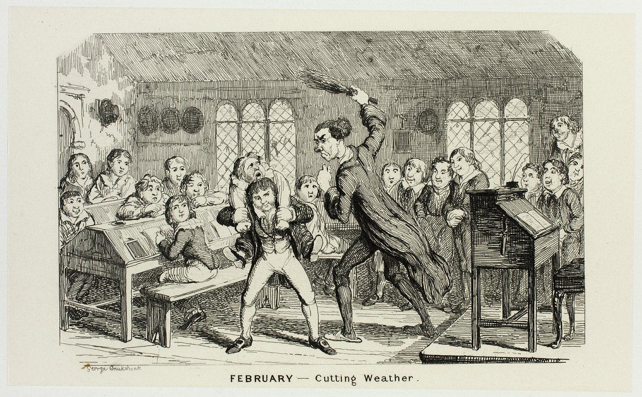 Helmikuu - Leikkaussää George Cruikshankin teräsveistoksista The Comic Almanacks -lehteen: 1835-1853 tekijältä George Cruikshank