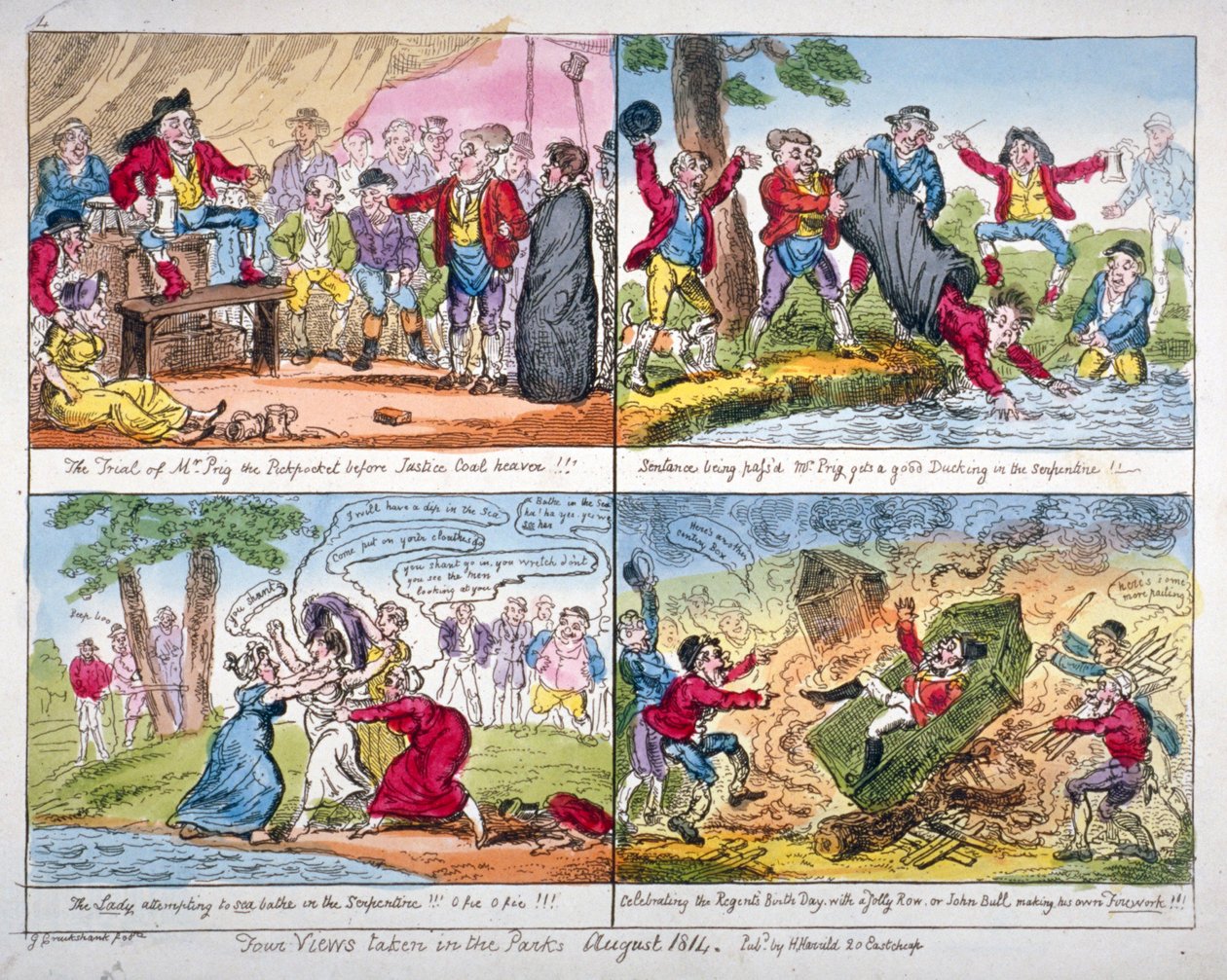 "Neljä näkymää puistoissa", 1814 tekijältä George Cruikshank