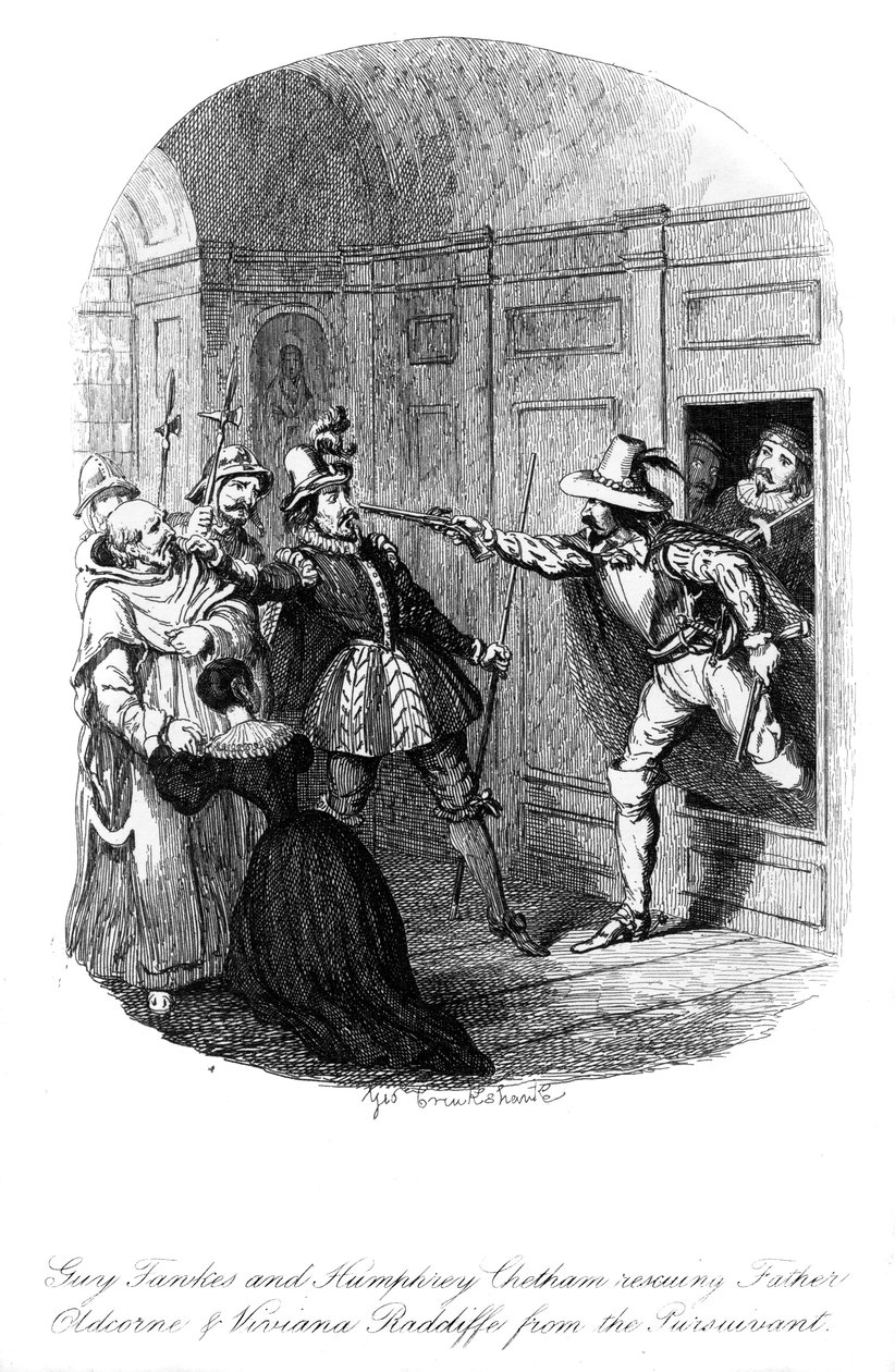 Guy Fawkes ja Humphrey Chetham, 1605, 1841. tekijältä George Cruikshank