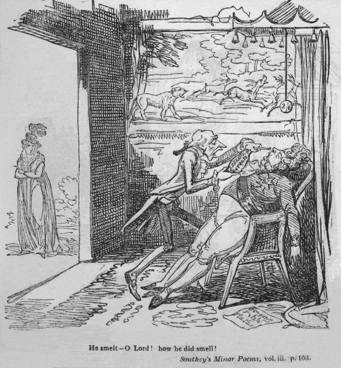 Hän haisi - Oi Herra! Kuinka hän haisi!, c1820. tekijältä George Cruikshank