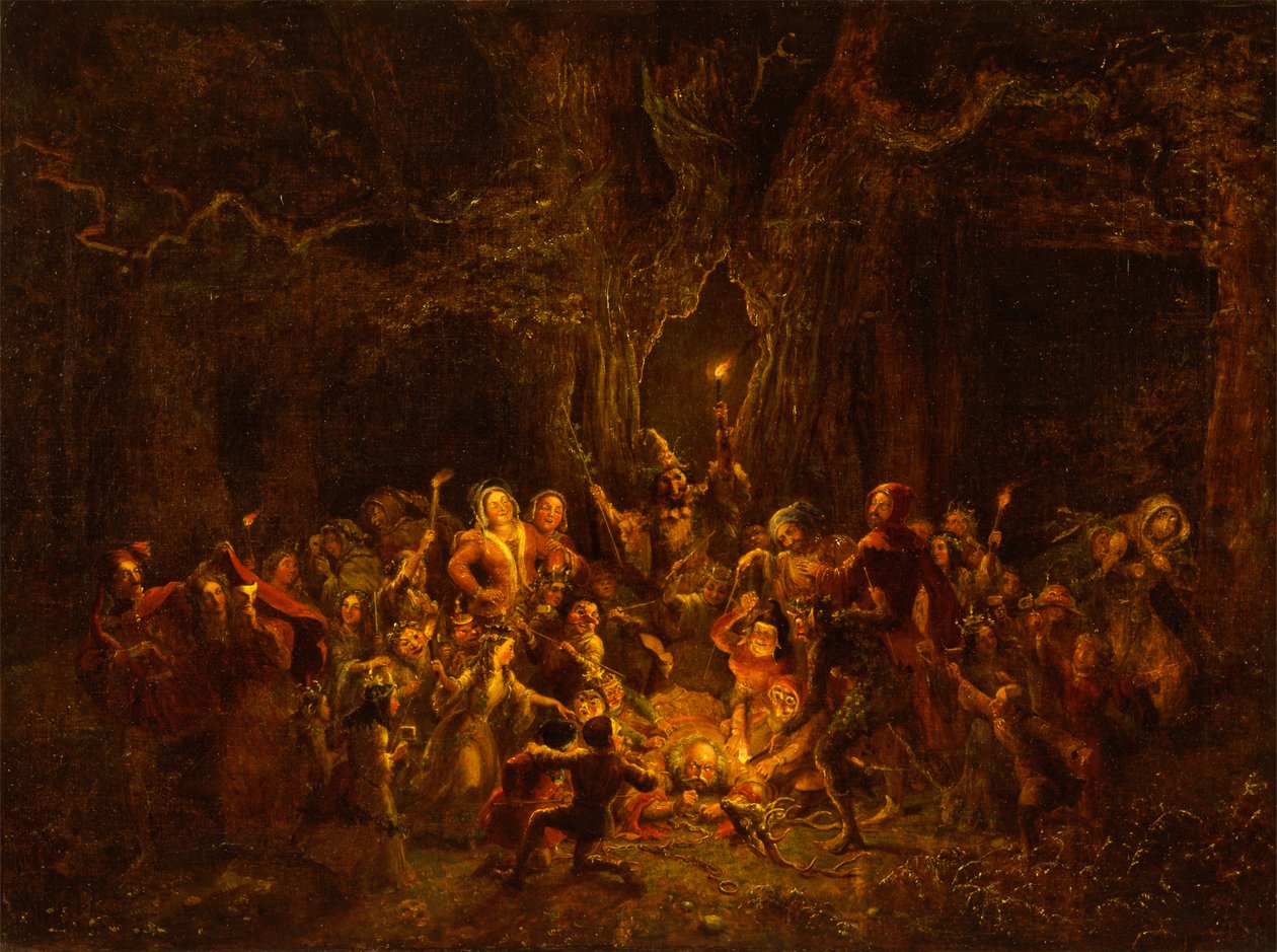 Hernen tammi teoksesta The Merry Wives of Windsor, V, v tekijältä George Cruikshank