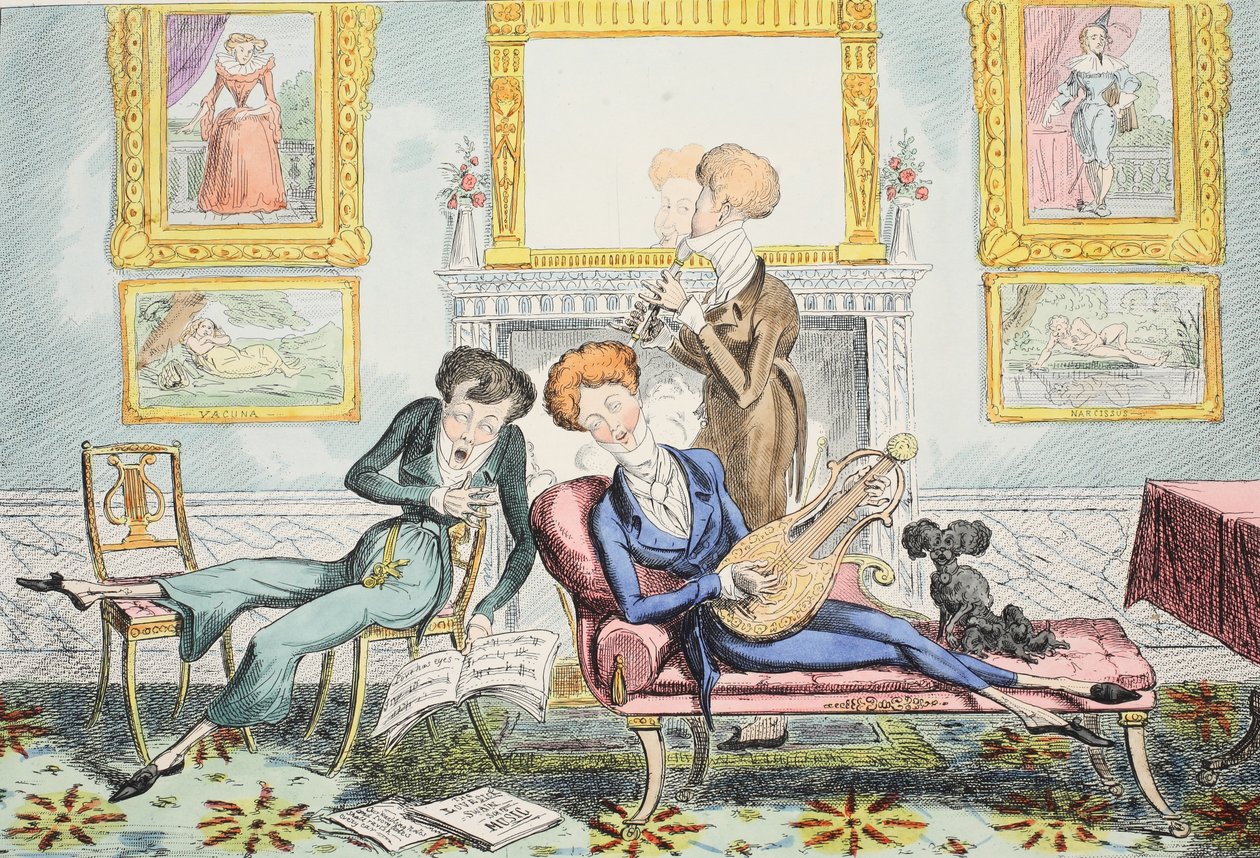 Hummingbirds tai A Dandy Trio, pubi. 1835. tekijältä George Cruikshank
