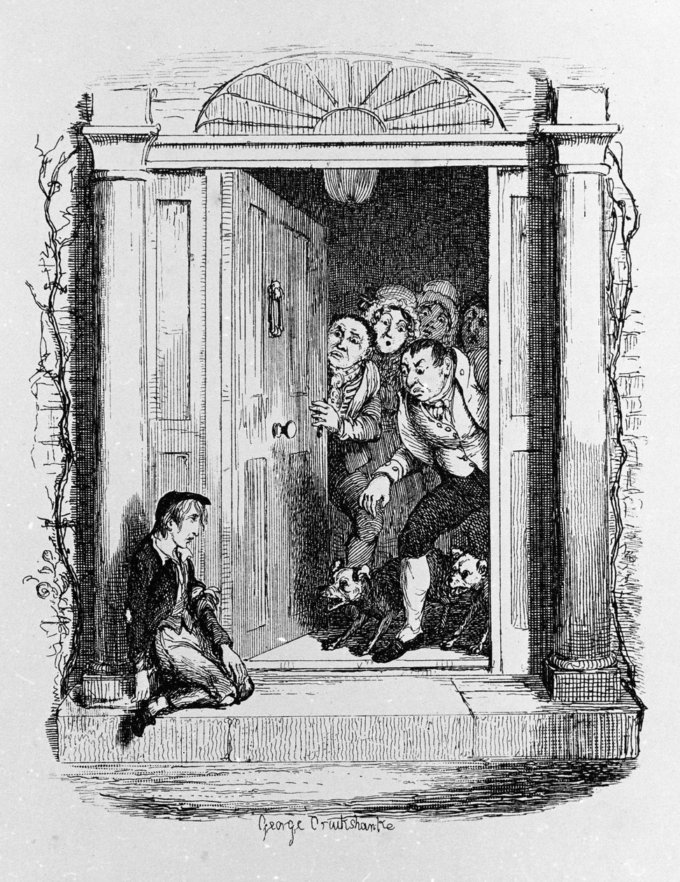 Kuvitus "" Oliver Twist" (Olivier) Charles Dickens (1812-1870), George Cruikshank (1792-1878). tekijältä George Cruikshank