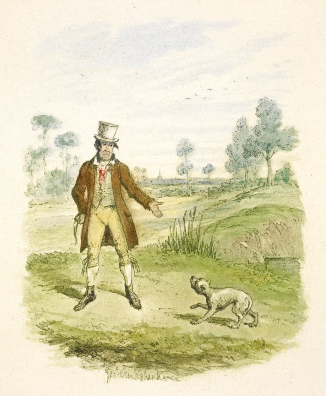 Kuvitus elokuvaan "Oliver Twist" tekijältä George Cruikshank
