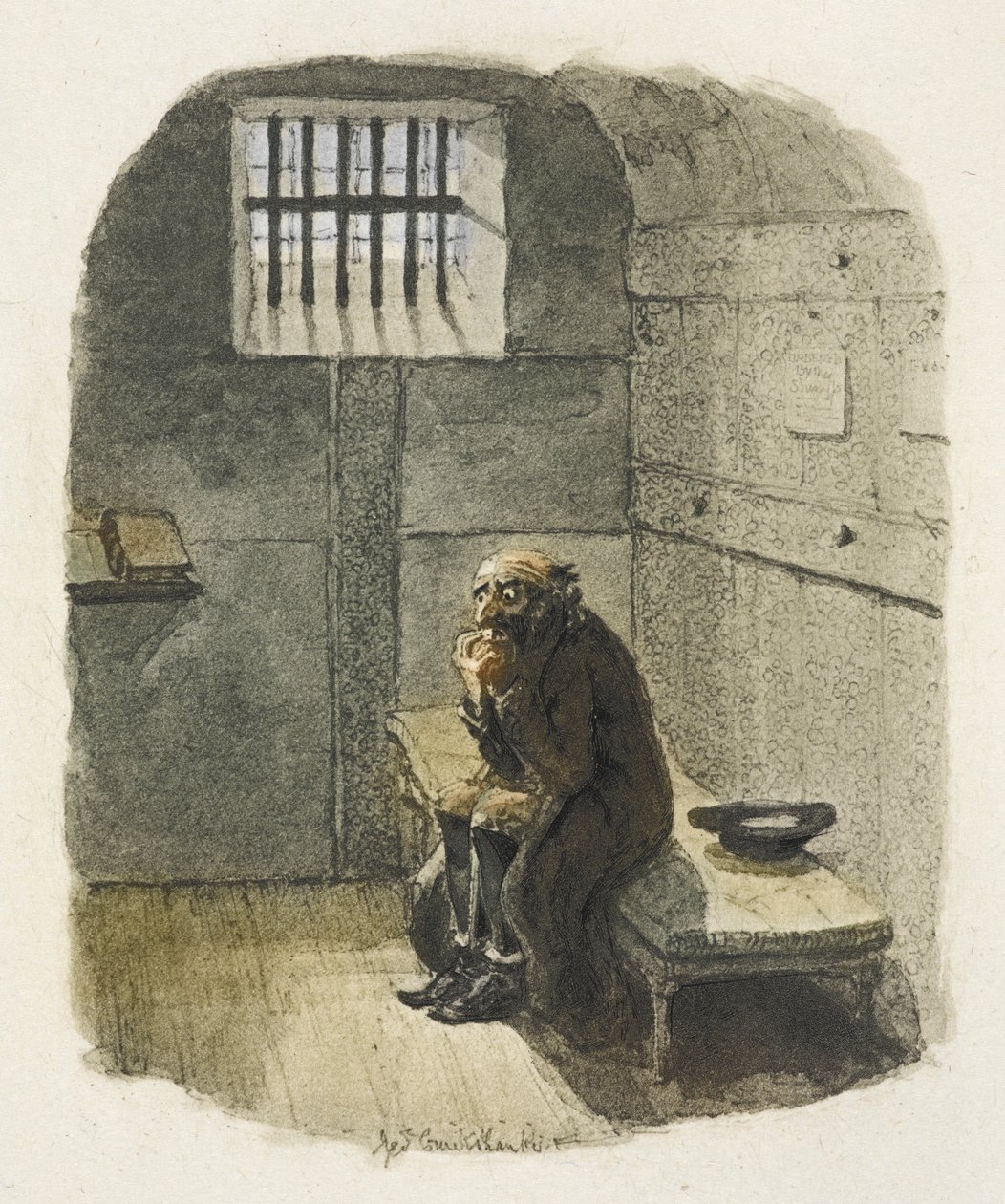 Kuvitus elokuvaan "Oliver Twist" tekijältä George Cruikshank