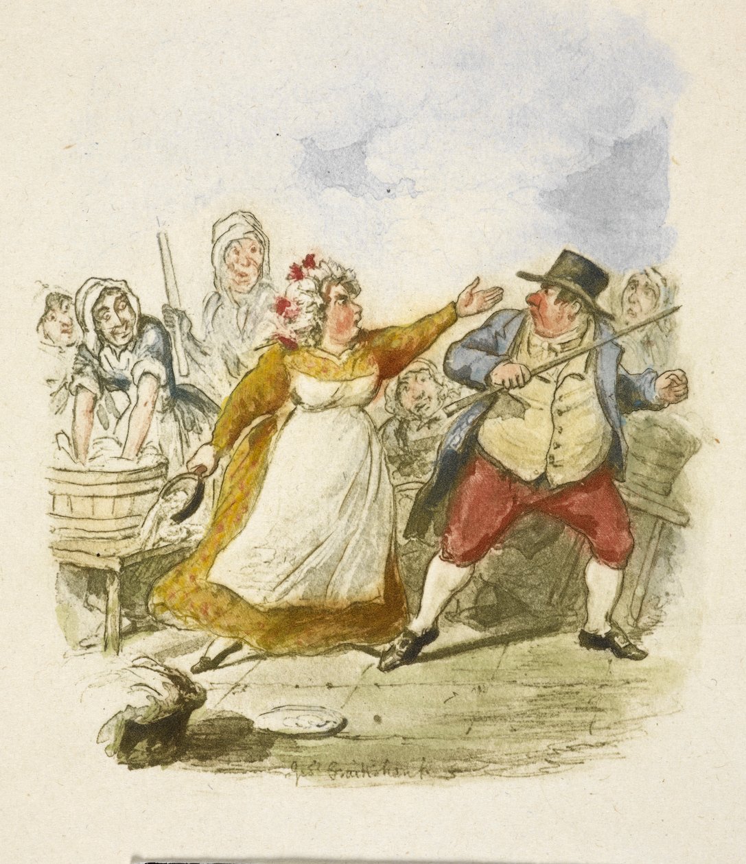 Kuvitus elokuvaan "Oliver Twist" tekijältä George Cruikshank