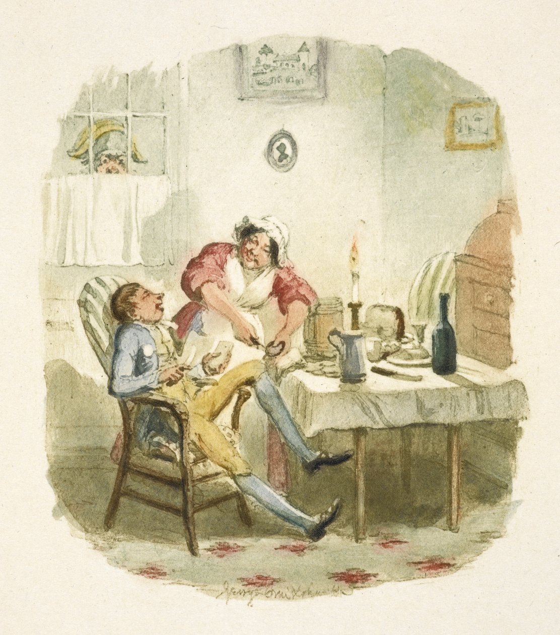 Kuvitus elokuvaan "Oliver Twist" tekijältä George Cruikshank