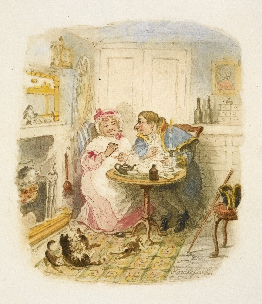 Kuvitus elokuvaan "Oliver Twist" tekijältä George Cruikshank
