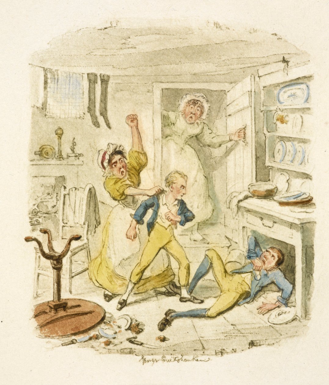 Kuvitus elokuvaan "Oliver Twist" tekijältä George Cruikshank