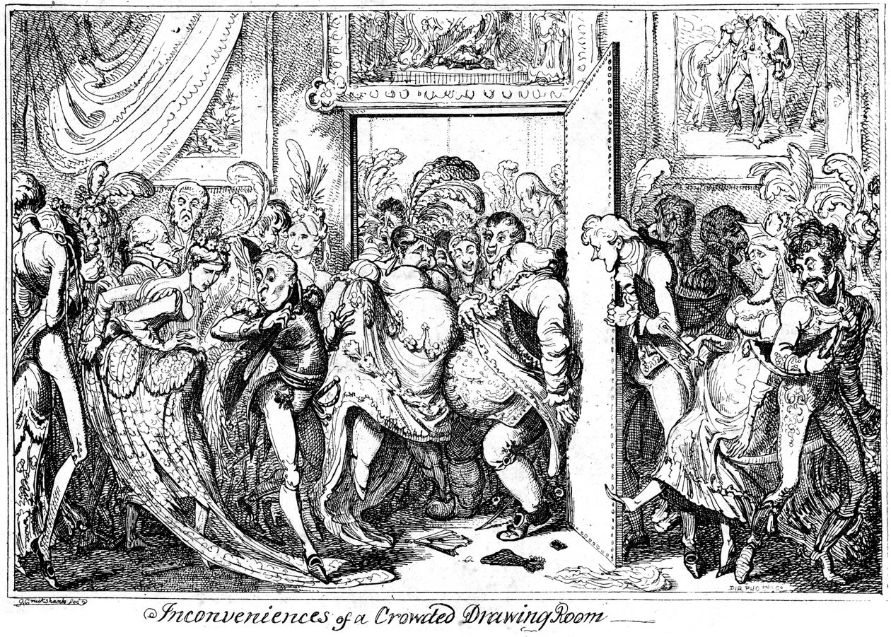 Ahtaun olohuoneen haitat, 1818. tekijältä George Cruikshank