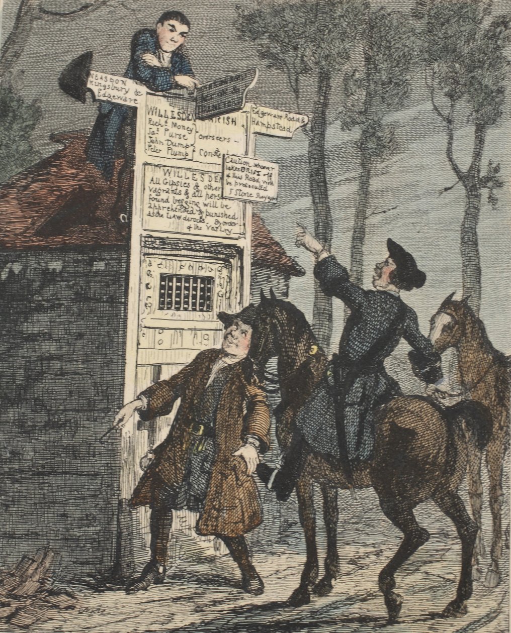 Jack Sheppard pakenee vankien häkistä, kuvitus Jack Sheppardista: William Harrison Ainsworthin romanssi, julkaistu 1839 (käsinvärinen etsaus) tekijältä George Cruikshank
