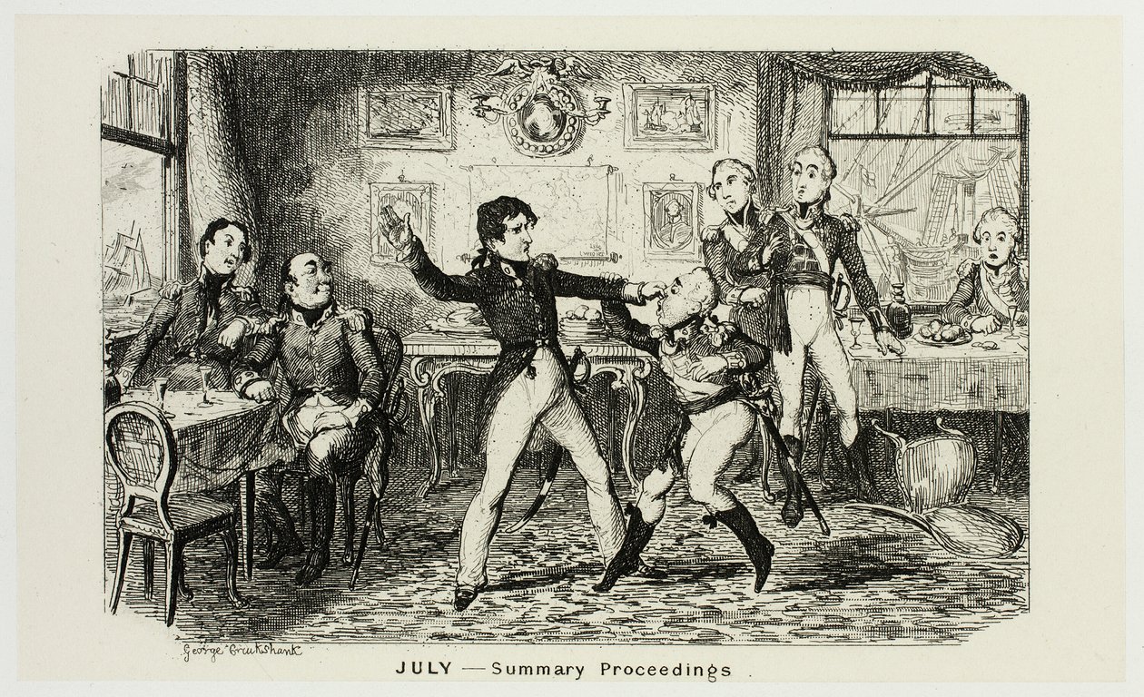 Heinäkuu - Yhteenveto George Cruikshankin teräsetsauksista The Comic Almanacksiin: 1835-1853 tekijältä George Cruikshank