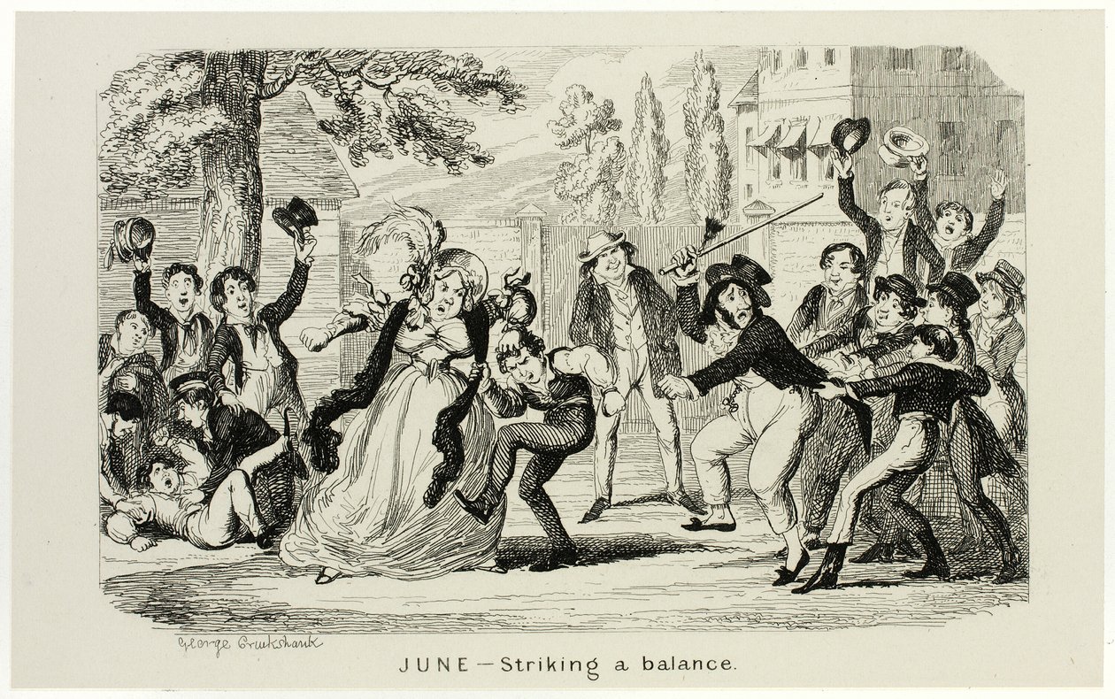 Kesäkuu - Tasapainon löytäminen George Cruikshankin teräsveistoksista The Comic Almanacksiin: 1835-1853 tekijältä George Cruikshank