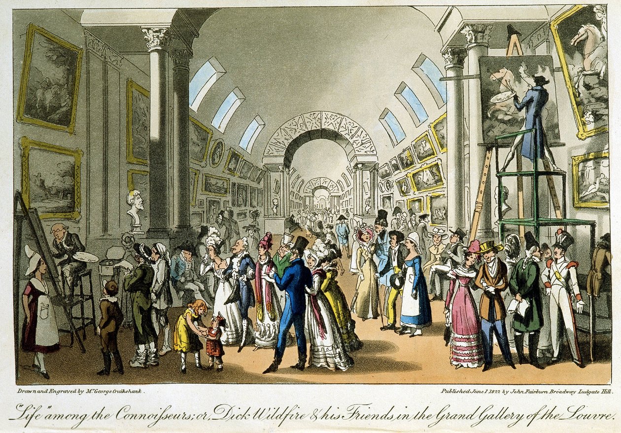 La grande galerie du Louvre - David Careyn "" Elämä Pariisissa" -osassa, Lontoo tekijältä George Cruikshank