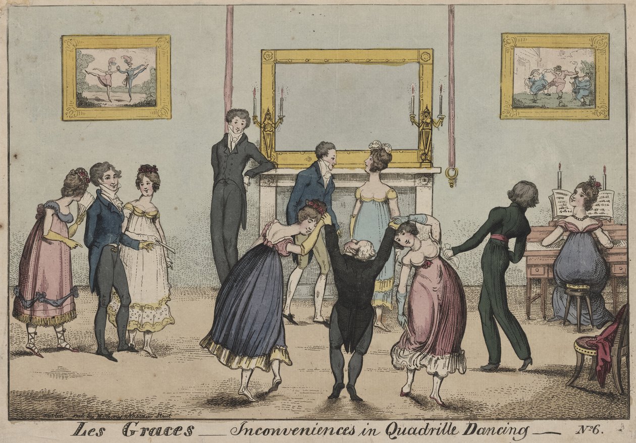 Les Graces, Haitat kvadrillitanssissa, 1817 tekijältä George Cruikshank