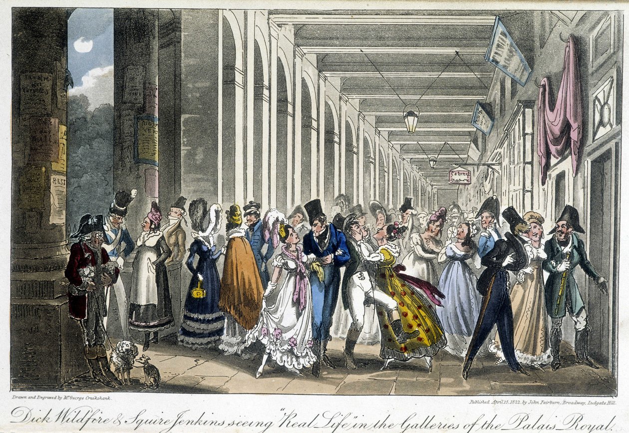 Les galeries du Palais Royal - David Careyn "" Elämä Pariisissa" -osassa, Lontoo tekijältä George Cruikshank