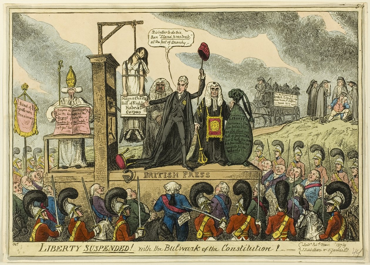 Liberty keskeytetty! Perustuslain luodilla! tekijältä George Cruikshank