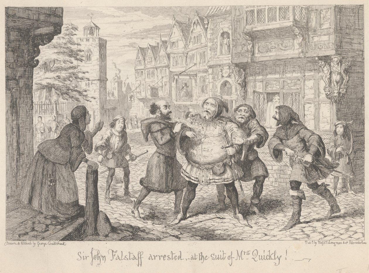 Lontoo. A Street: "Henry IV, osa II", näytös II, kohtaus I tekijältä George Cruikshank