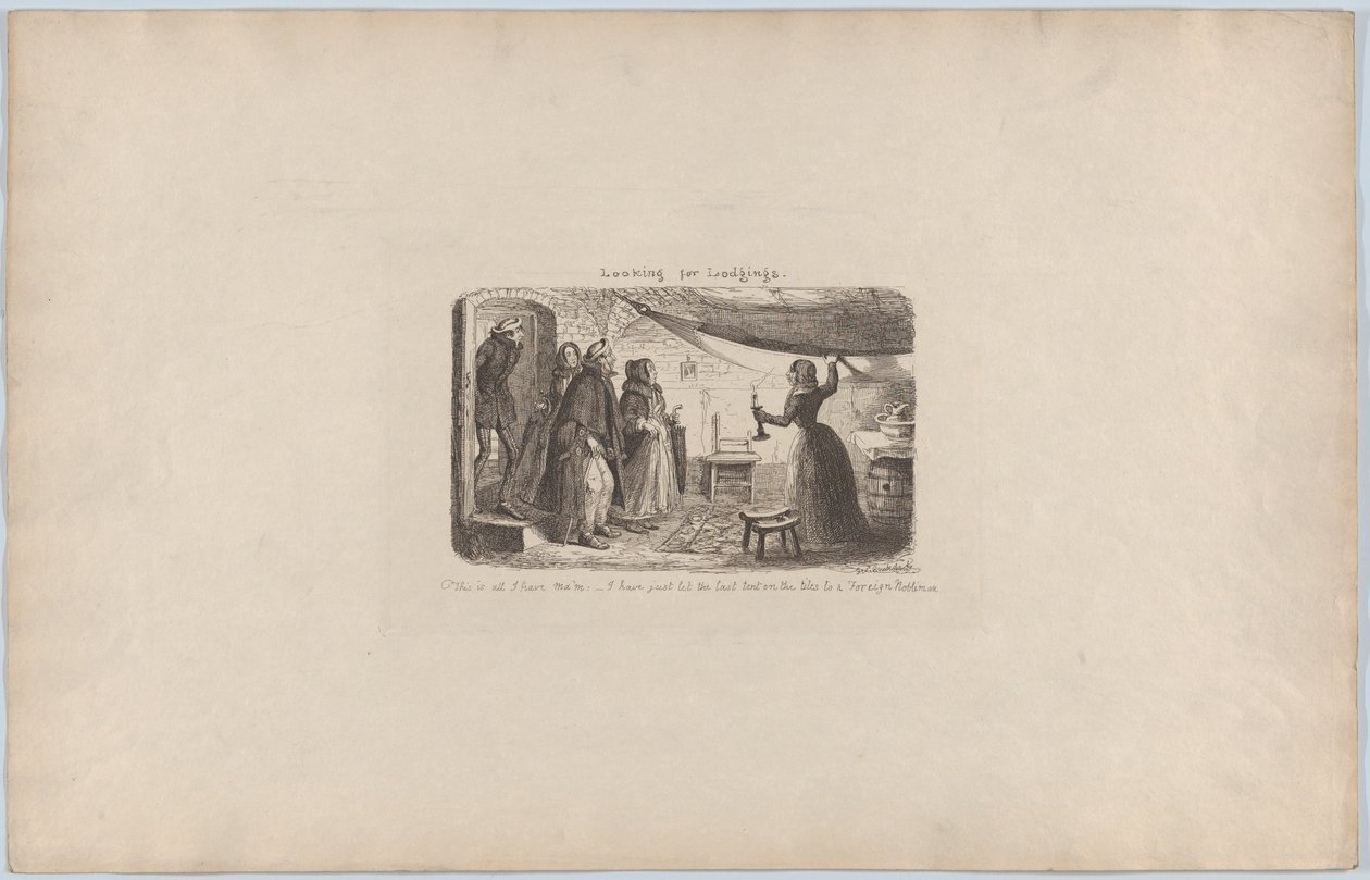Etsitään majoitusta, 1851, 1851. tekijältä George Cruikshank