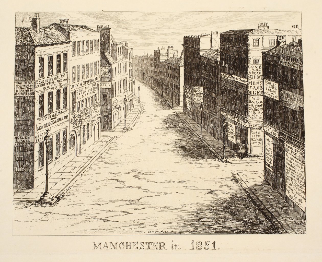 Manchester vuonna 1851, vuodelta 1851 tai The Adventures of Mr & Mrs Sandboys ja perhe, jotka tulivat Lontooseen nauttimaan olostaan ja katsomaan suurta näyttelyä, pubia. 1851 tekijältä George Cruikshank