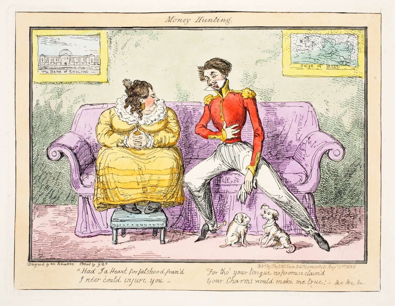 Rahanmetsästys, 1835 (käsinvärinen kaiverrus) tekijältä George Cruikshank