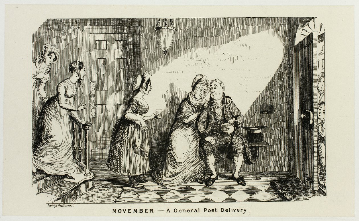 Marraskuu - Yleinen postilähetys George Cruikshankin teräsetsauksista The Comic Almanacks -lehden vastakohtaan: 1835-1853 tekijältä George Cruikshank