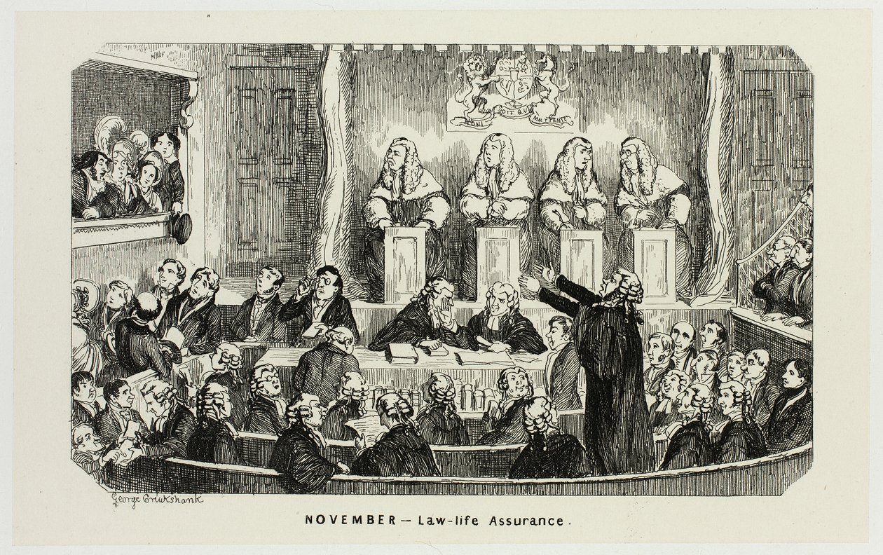 Marraskuu - Law-Life Assurance George Cruikshankin teräsetsauksista The Comic Almanacksiin: 1835-1853 tekijältä George Cruikshank
