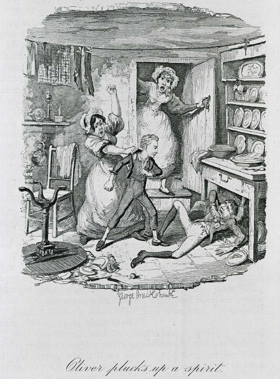 Oliver nostaa hengen, 1837 tekijältä George Cruikshank
