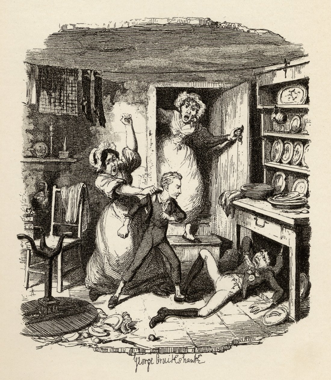 Oliver poimii hengen Charles Dickensin (1812-70) teoksesta Oliver Twistin seikkailut 1838, julkaisija Chapman und Hall, 1901 tekijältä George Cruikshank