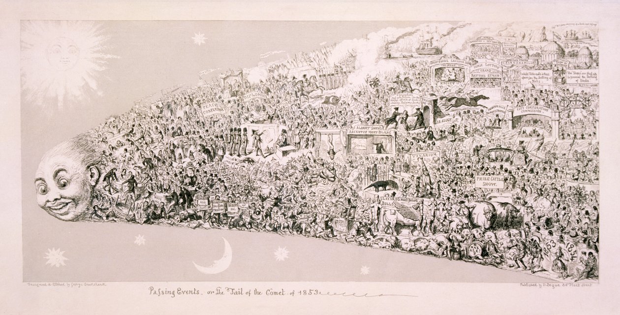 "Myökkäävät tapahtumat eli vuoden 1853 komeetan häntä" tekijältä George Cruikshank