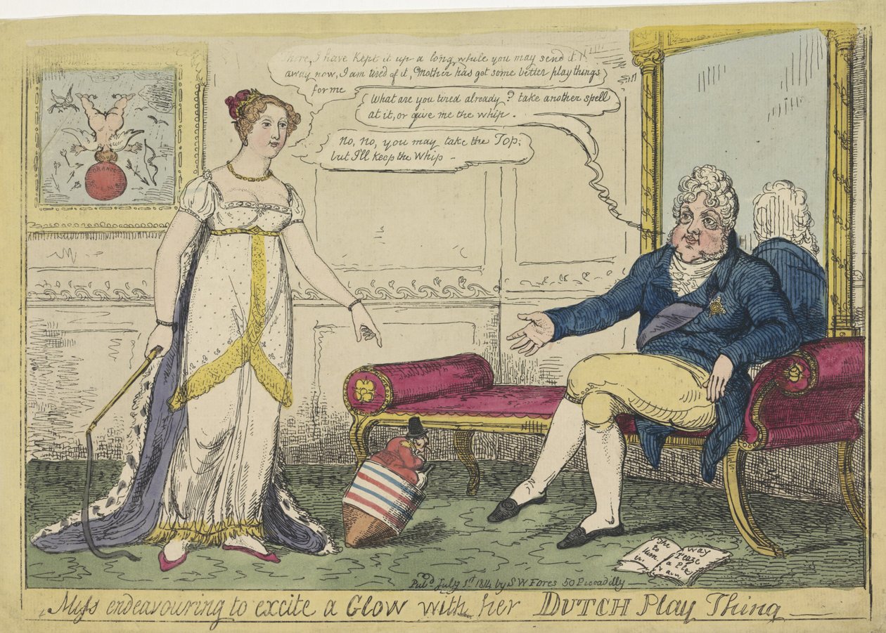 Prinsessa Charlotte pelasi hollantilaisen spinning-topin kanssa, 1814 Neiti yrittää kiihottaa Glow
