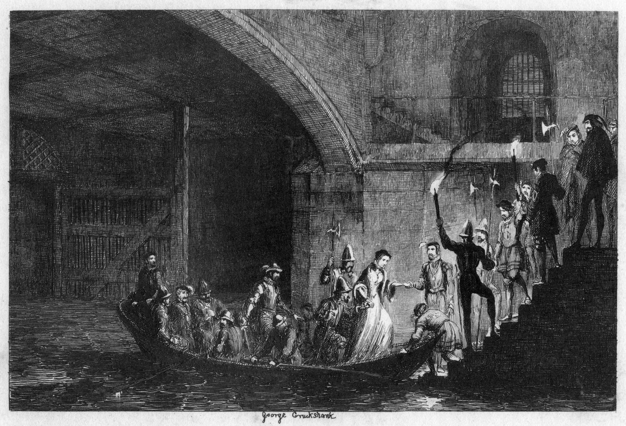 Queen Jane ja Lord Guilford Dudley tuotiin takaisin Toweriin, 1553 1840 tekijältä George Cruikshank