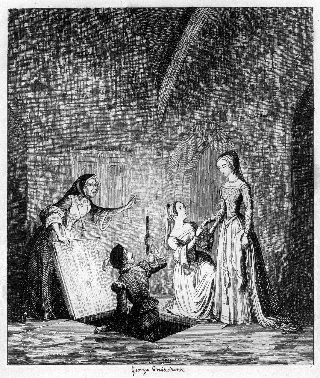 Queen Janes lento Towerista, 1553 1840 tekijältä George Cruikshank