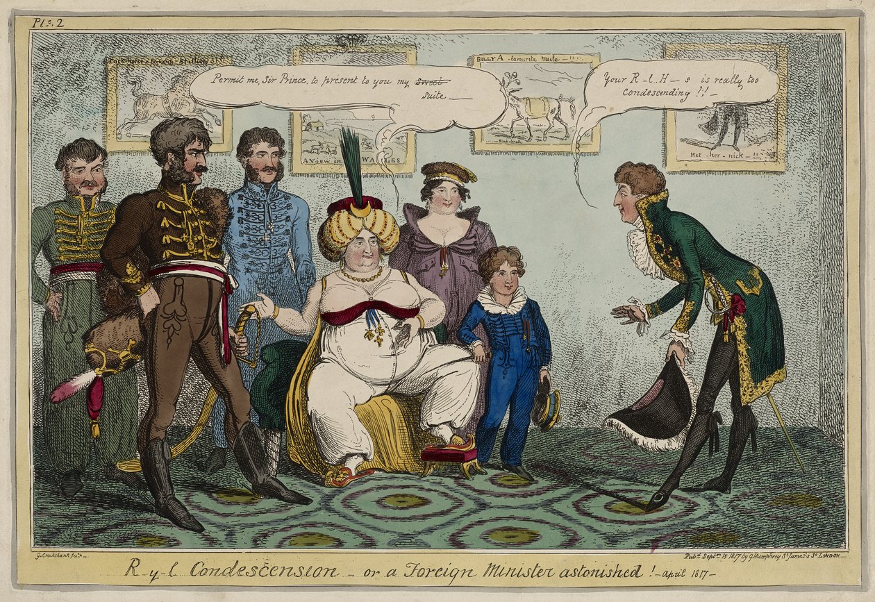 Kuninkaallinen alentuminen tai ulkoministeri hämmästynyt! - Huhtikuuta 1817 - 15. syyskuuta tekijältä George Cruikshank