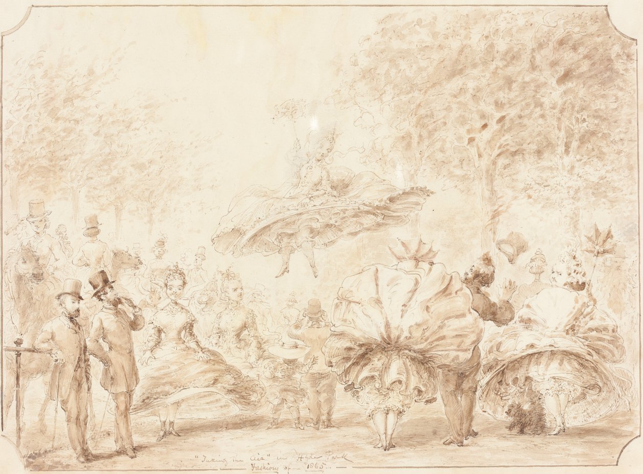 "Taking the Air" Hyde Parkissa [verso] tekijältä George Cruikshank