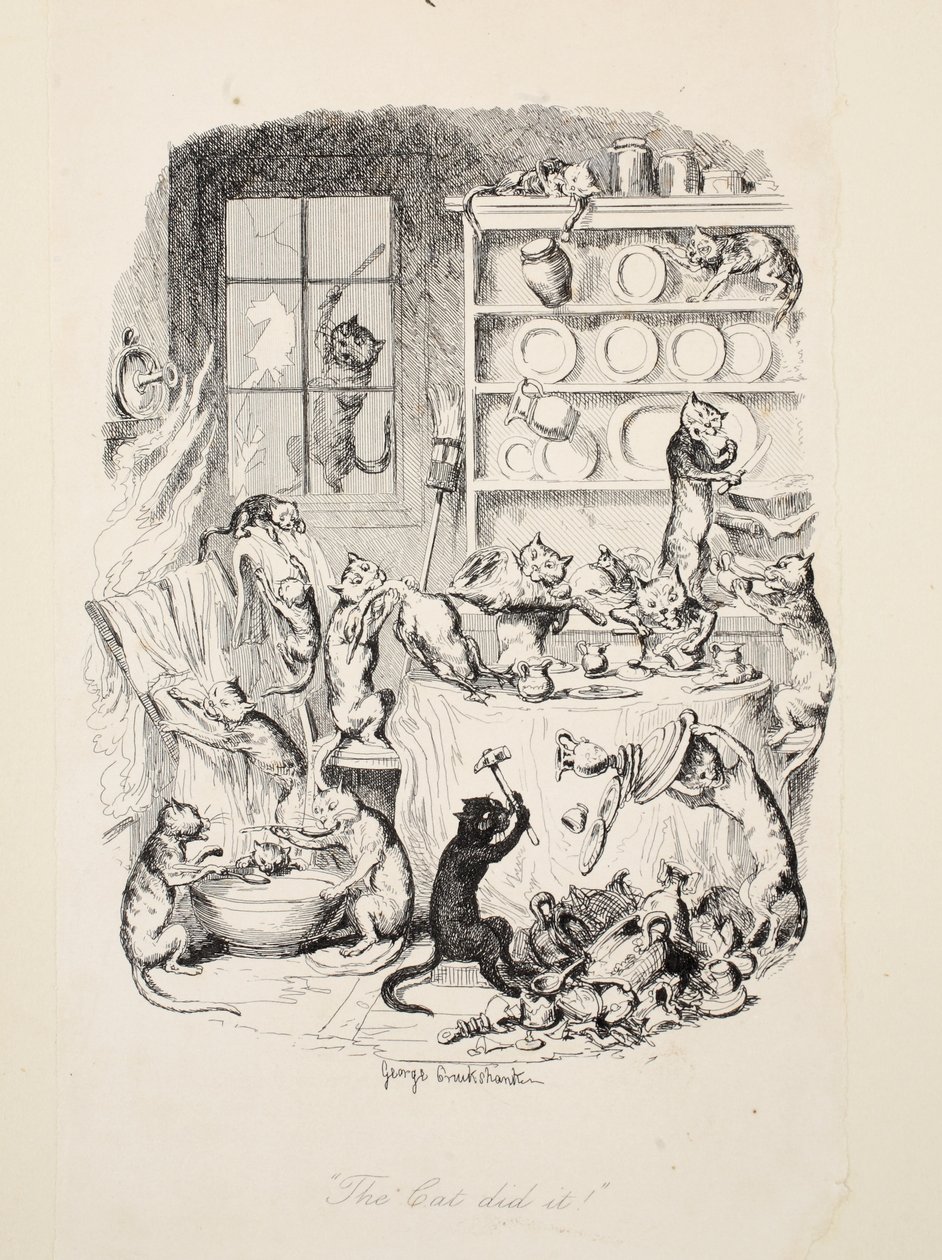 Kissa teki sen, pubista The Greatest Plague of Life. 1847 tekijältä George Cruikshank
