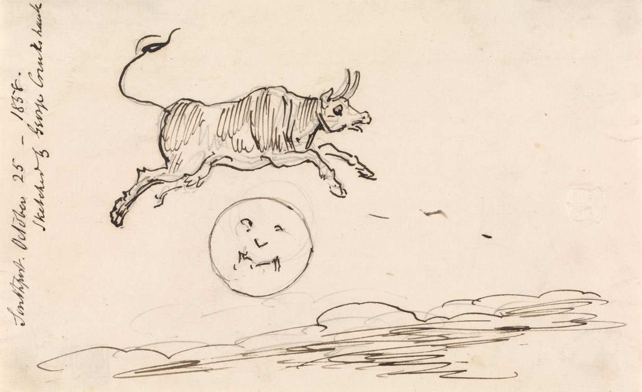 Lehmä hyppää Kuun yli tekijältä George Cruikshank