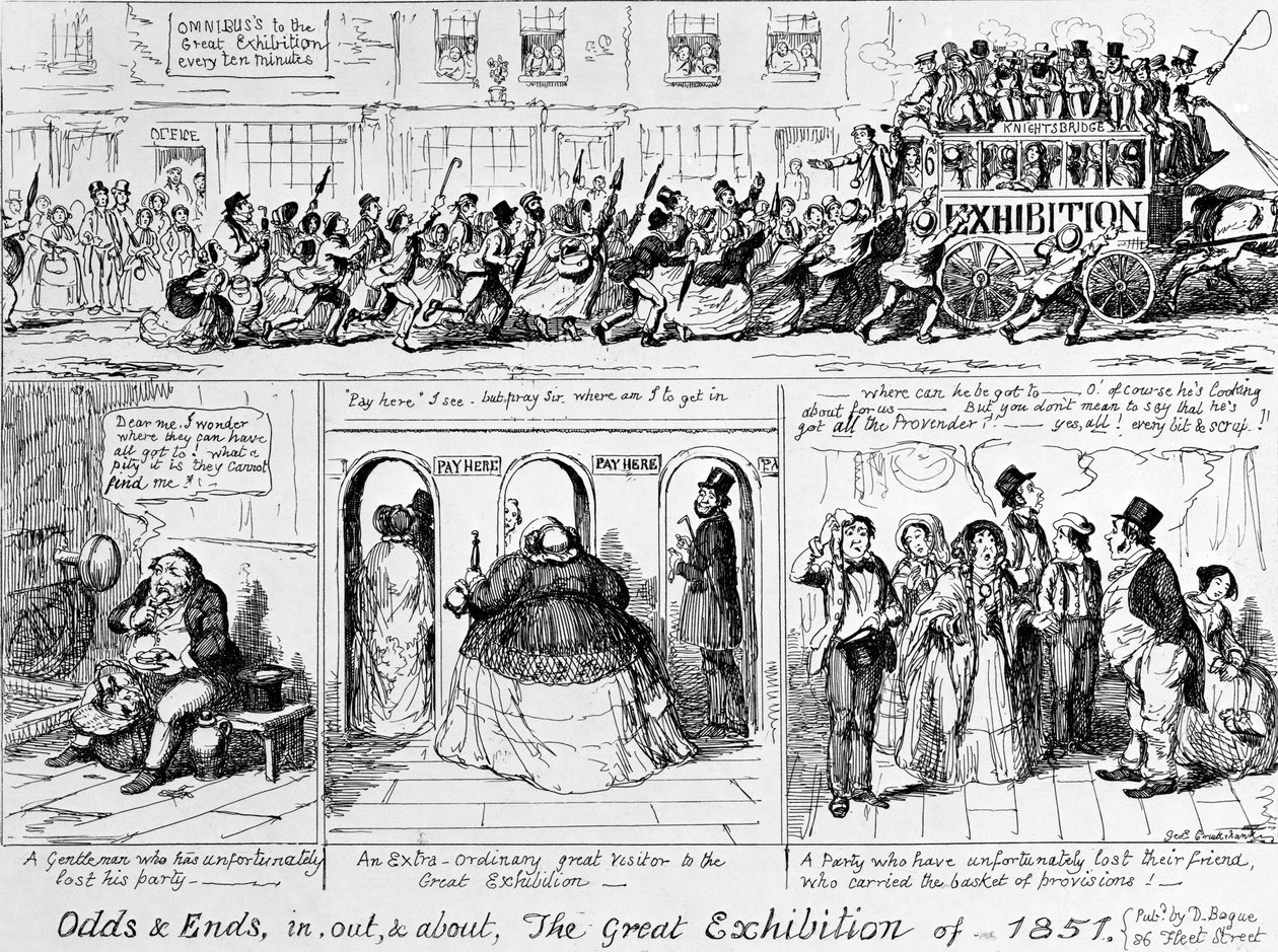 Vuoden 1851 suuri näyttely Hyde Parkissa Lontoossa. tekijältä George Cruikshank